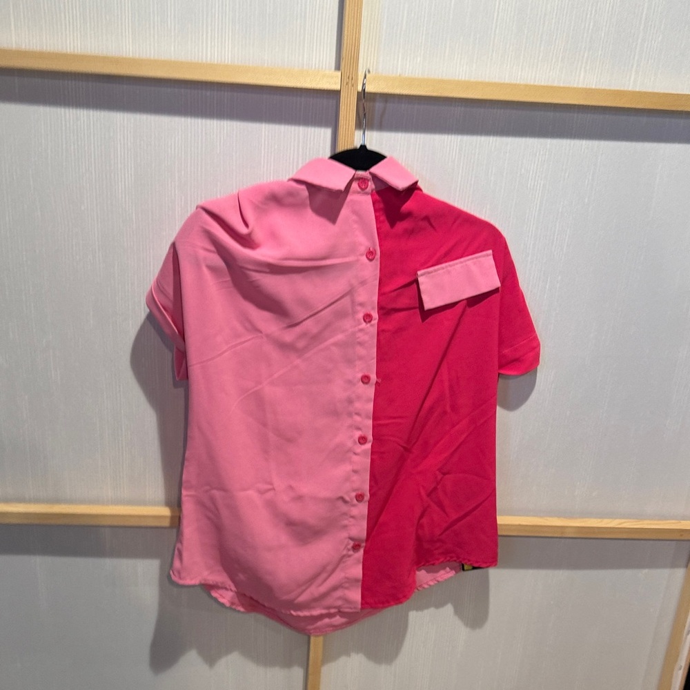 Two-Tone Pink Button-Up Shirt